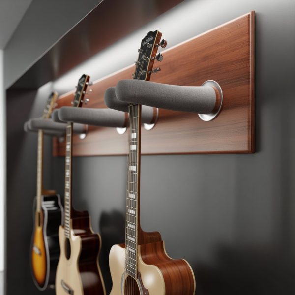 Wall-Mounted Guitar Hanger with Wood Base