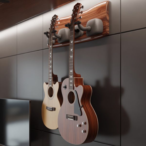 Wall-Mounted Guitar Hanger with Wood Base - Image 4