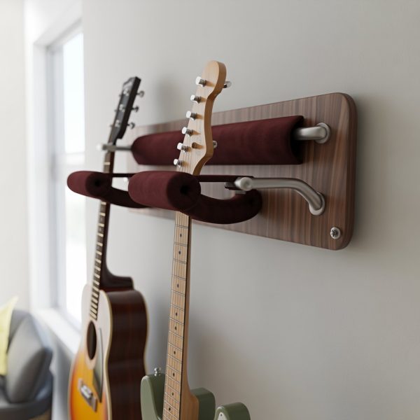 Wall-Mounted Guitar Hanger with Wood Base - Image 3